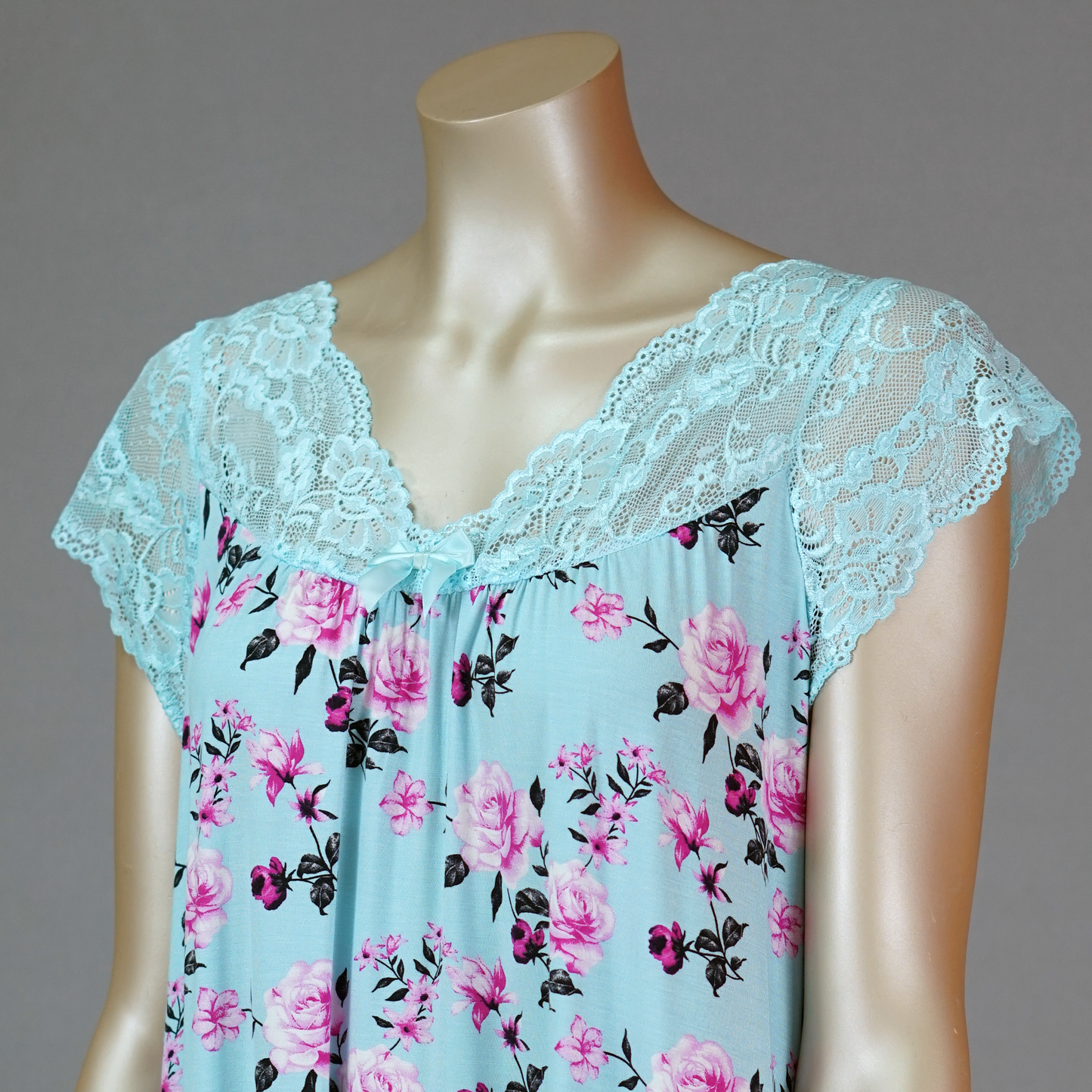 Short Sleeve Lace Front Ribbon House Dress