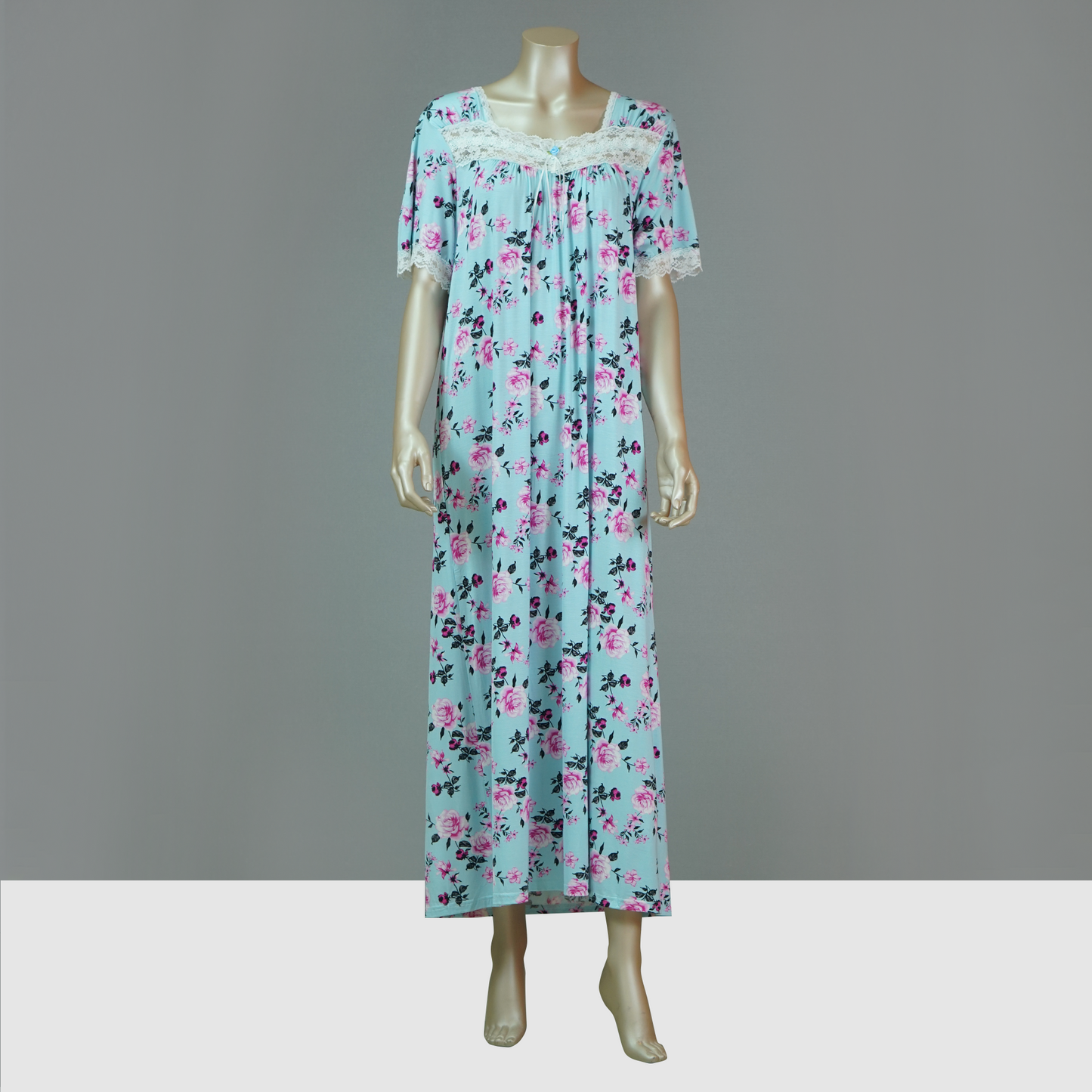 Ankle Length Floral Ribbon House Dress