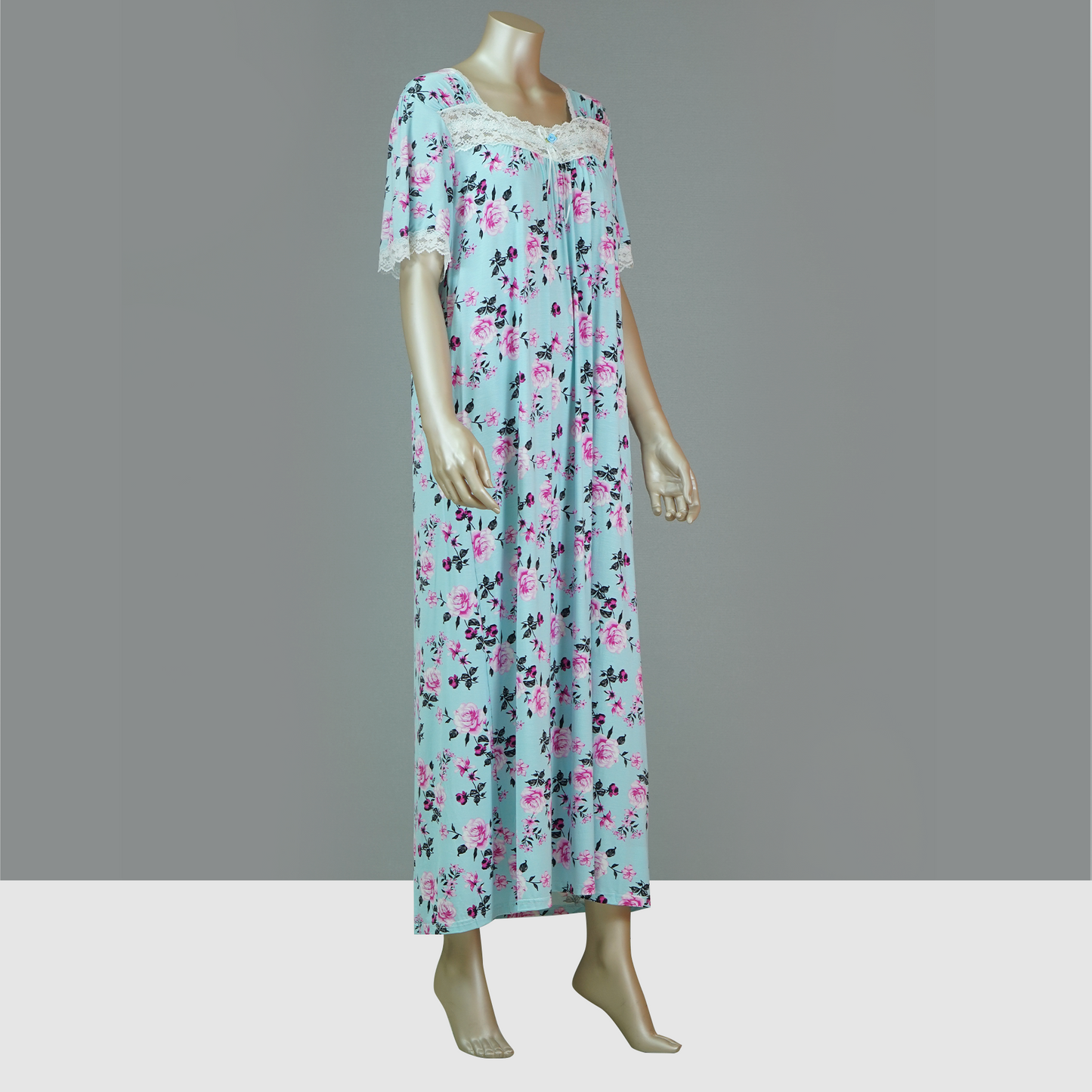 Ankle Length Floral Ribbon House Dress