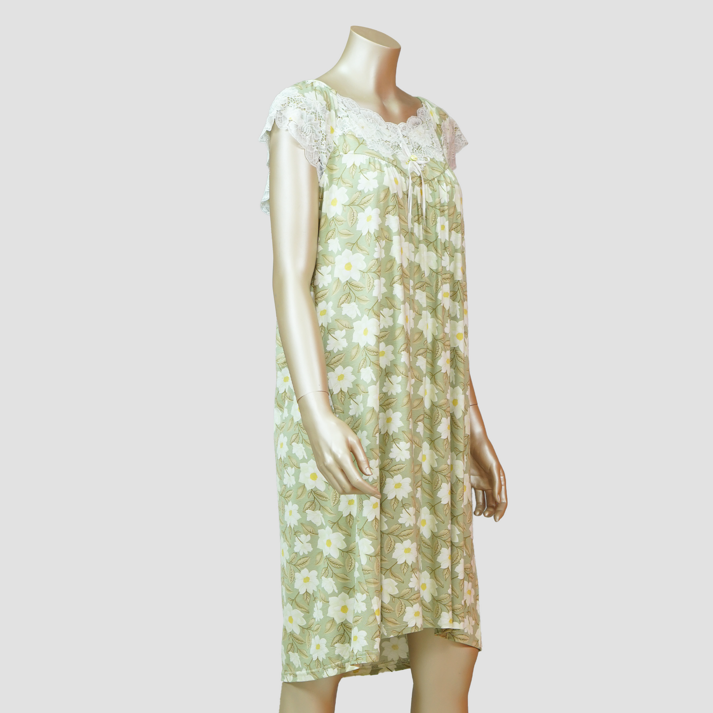 Short Sleeve Ribbon Cotton Floral House Dress