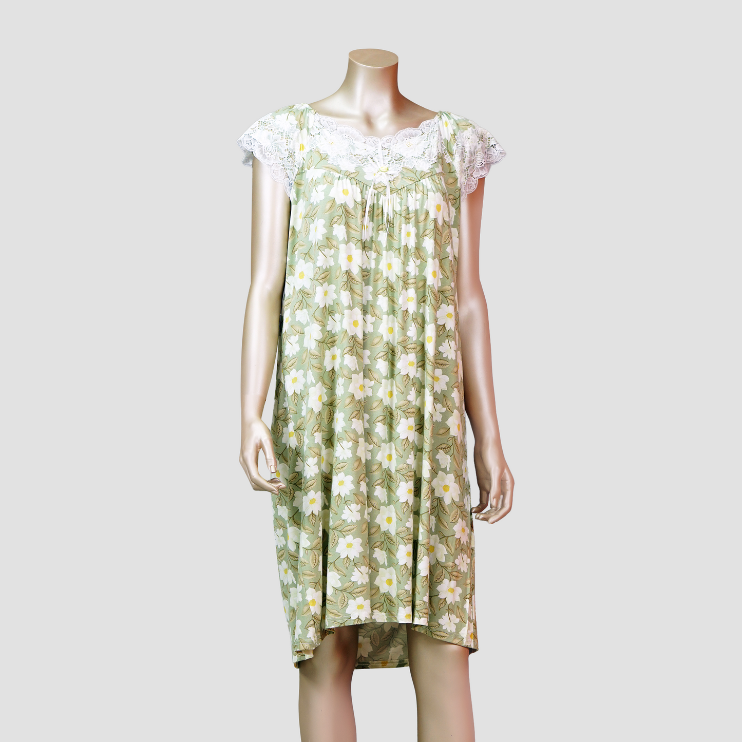 Short Sleeve Ribbon Cotton Floral House Dress