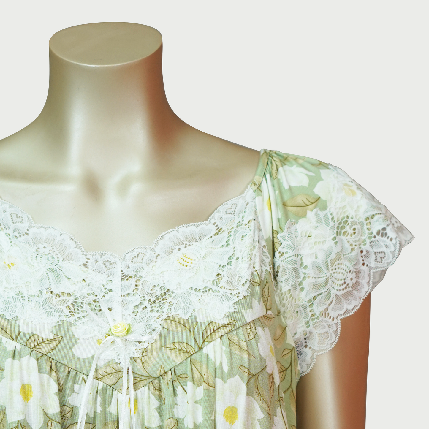 Short Sleeve Ribbon Cotton Floral House Dress