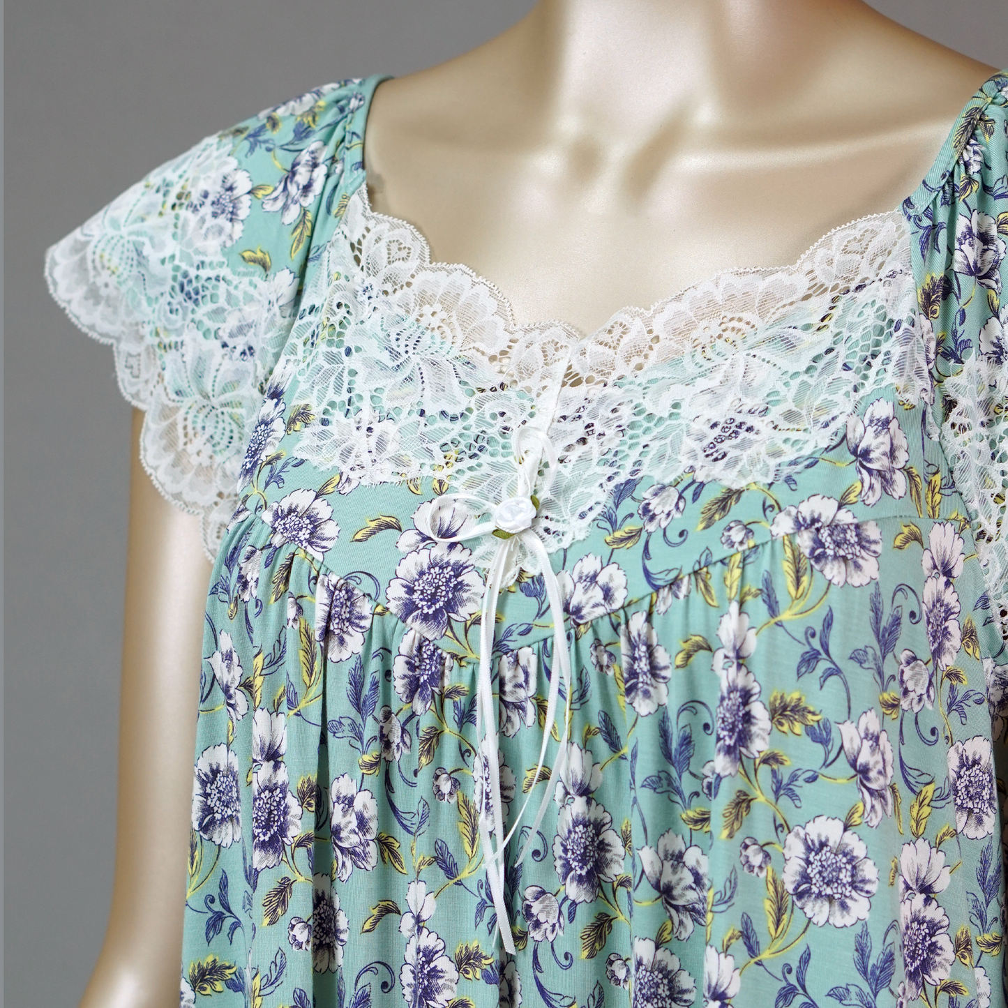 Short Sleeve Ribbon Cotton Floral House Dress