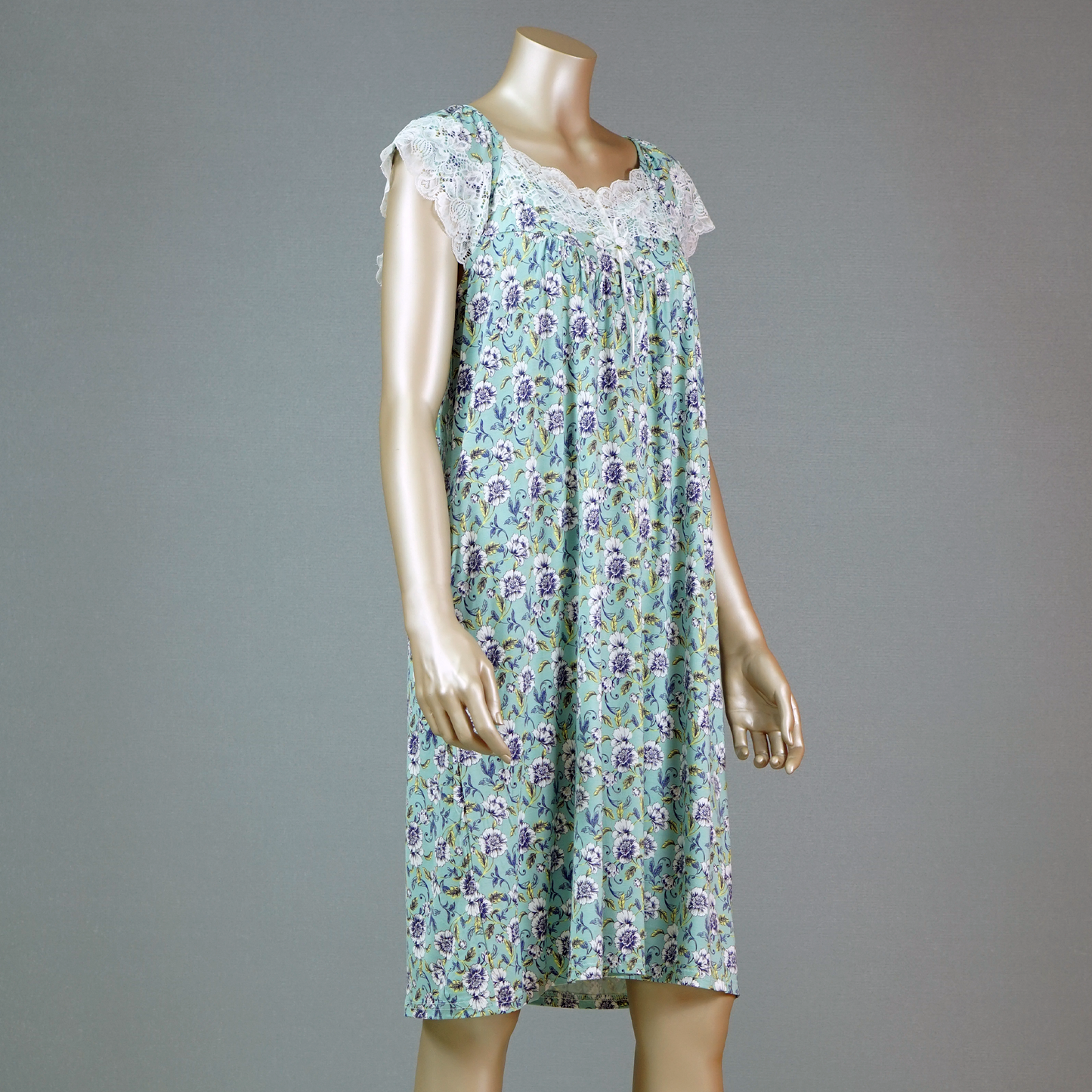 Short Sleeve Ribbon Cotton Floral House Dress