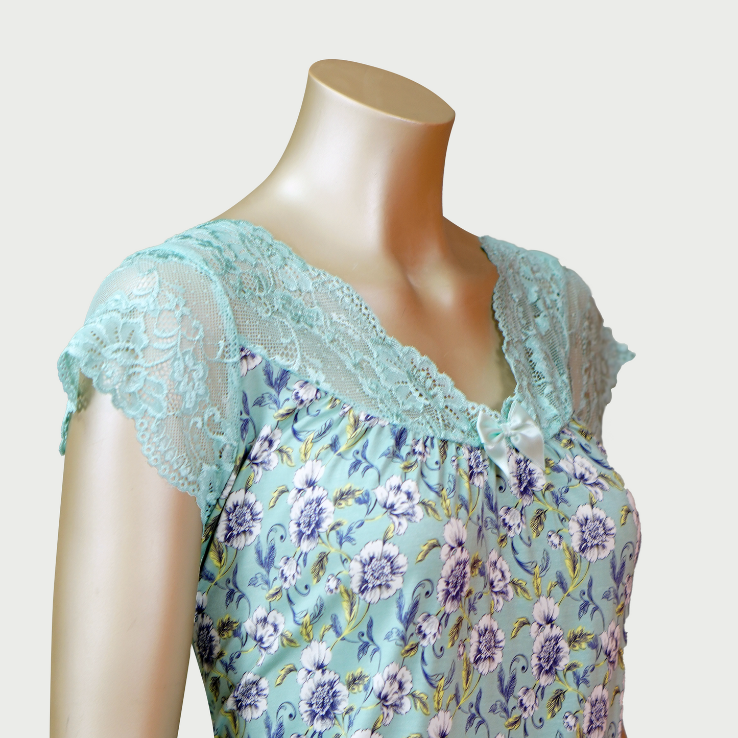 Short Sleeve Lace Front Ribbon House Dress