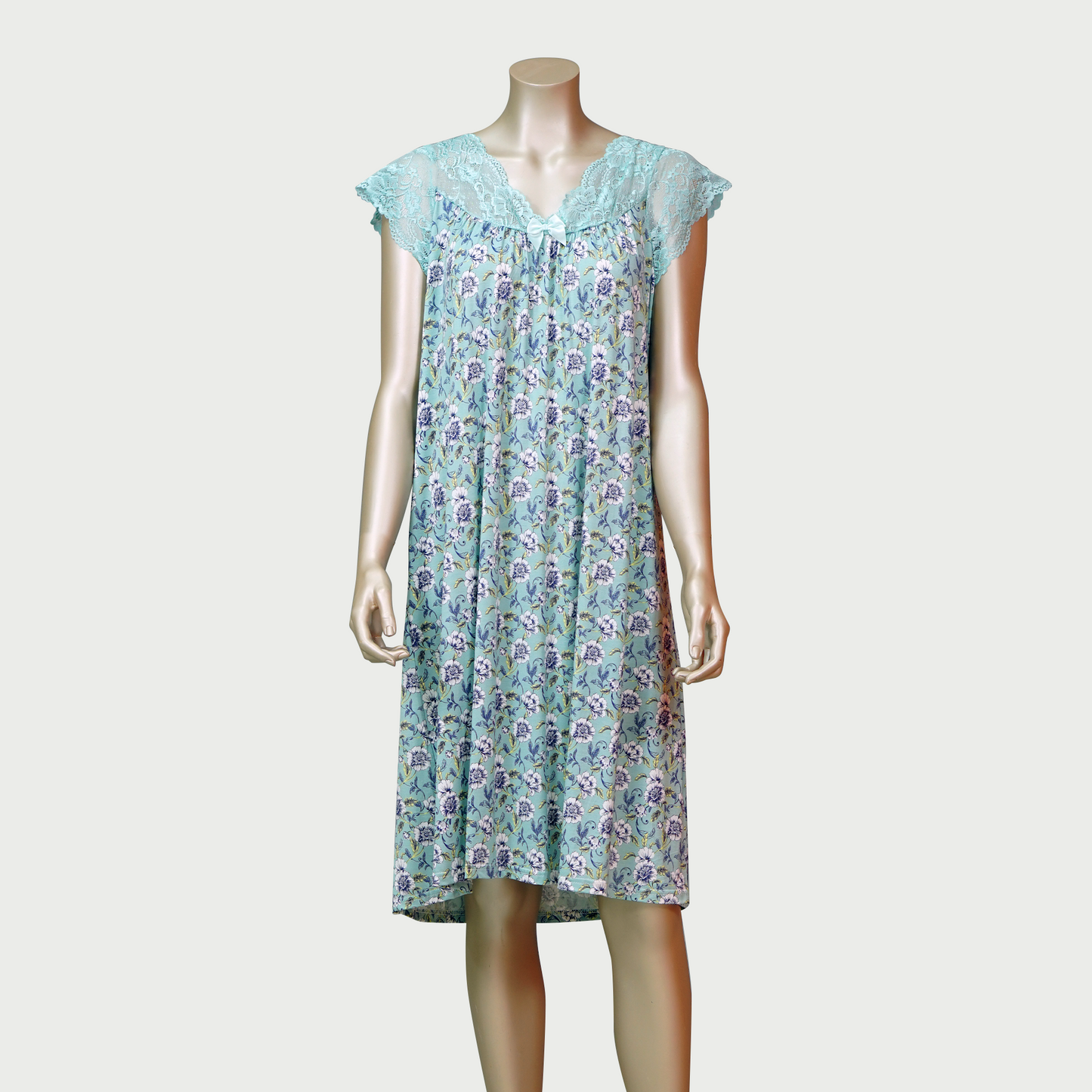 Short Sleeve Lace Front Ribbon House Dress
