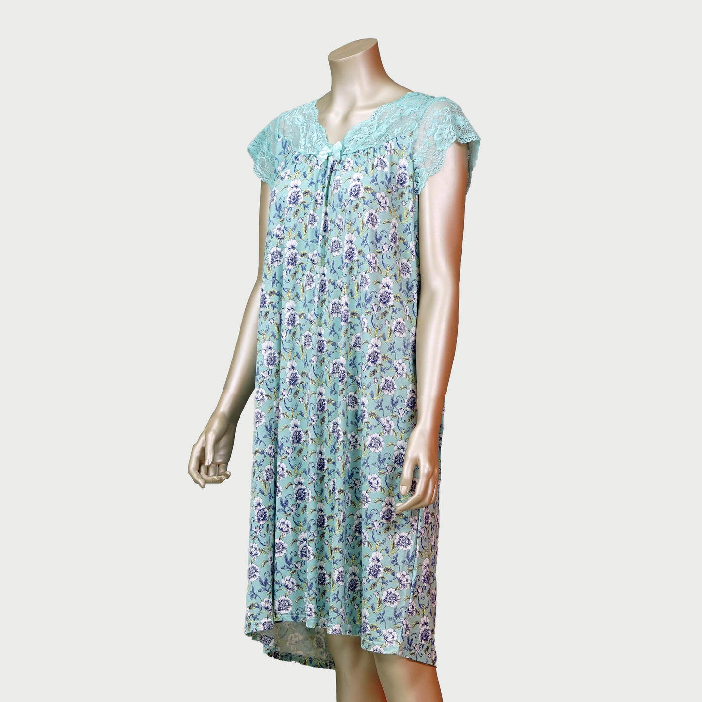 Short Sleeve Lace Front Ribbon House Dress