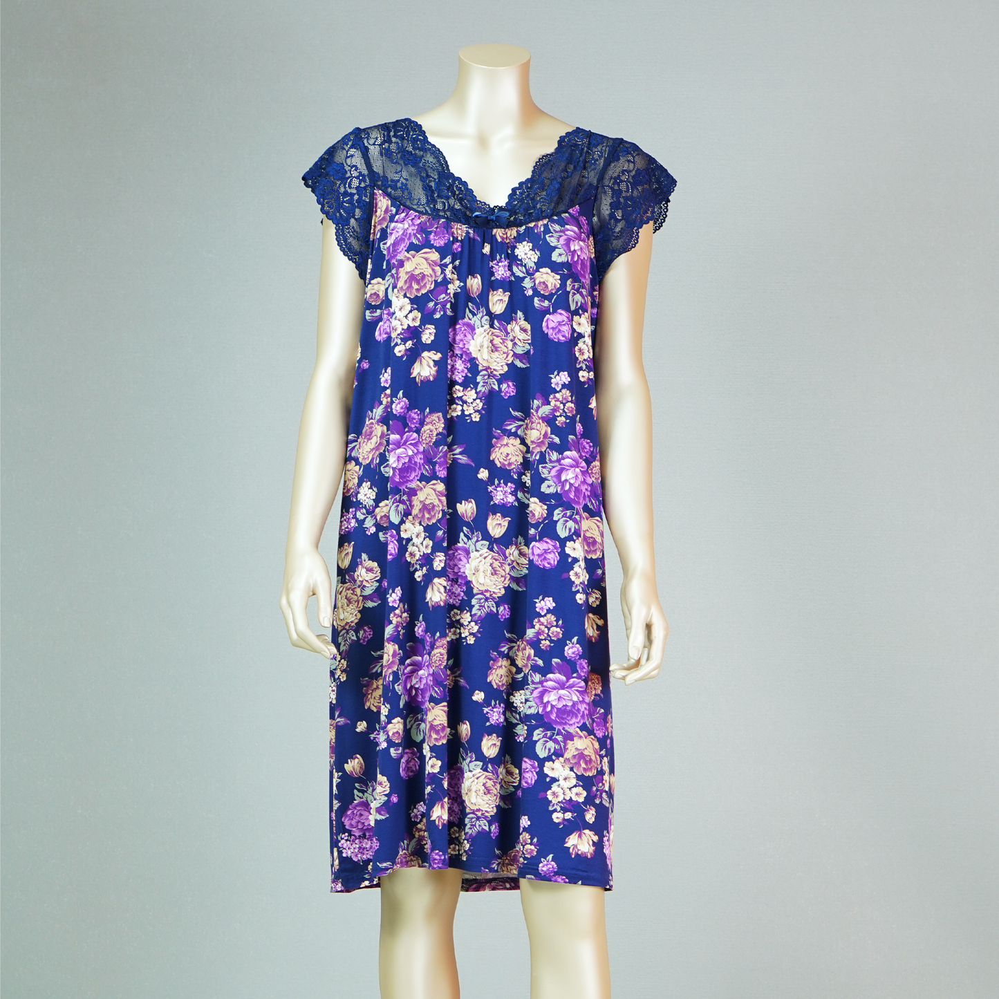 Short Sleeve Lace Front Ribbon House Dress