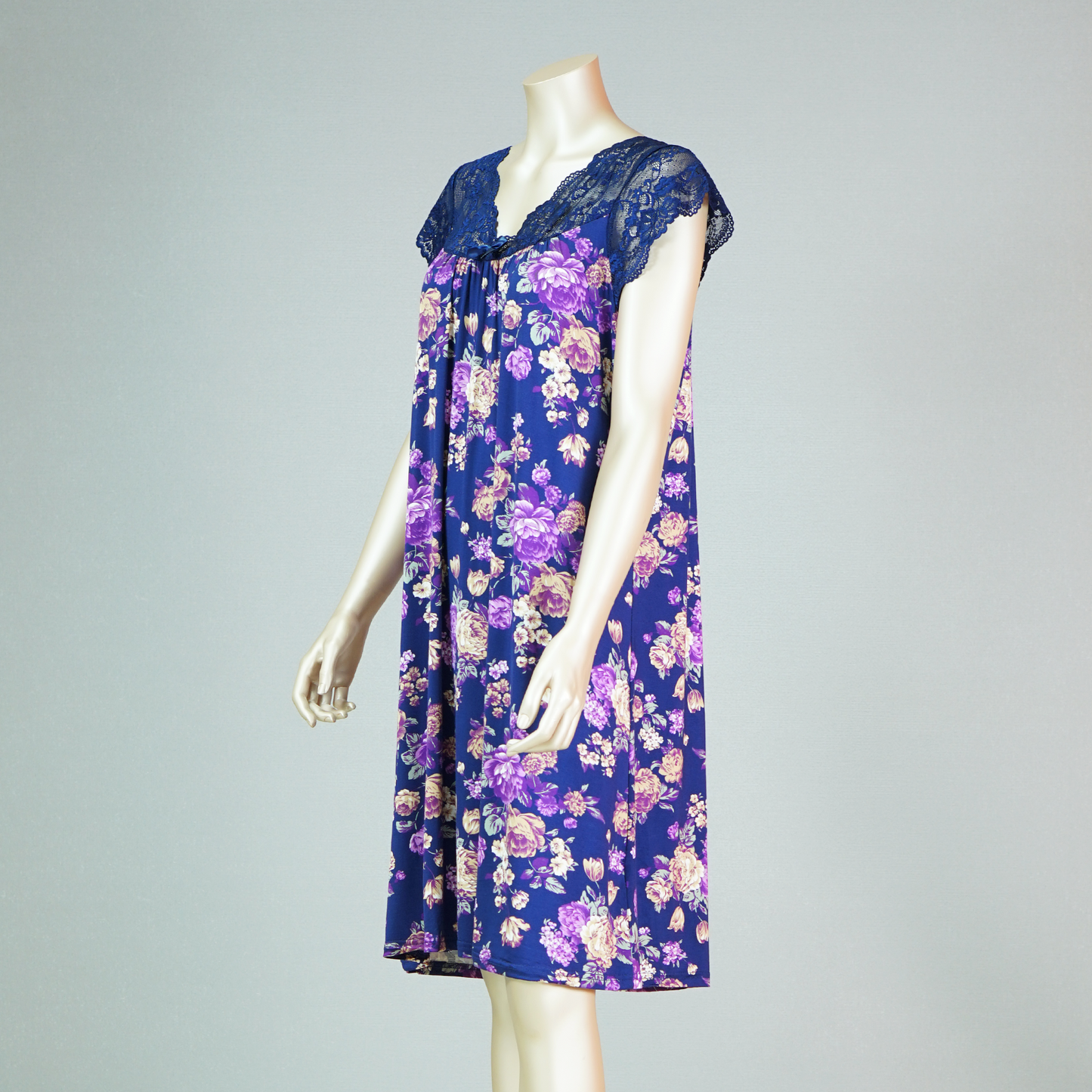 Short Sleeve Lace Front Ribbon House Dress