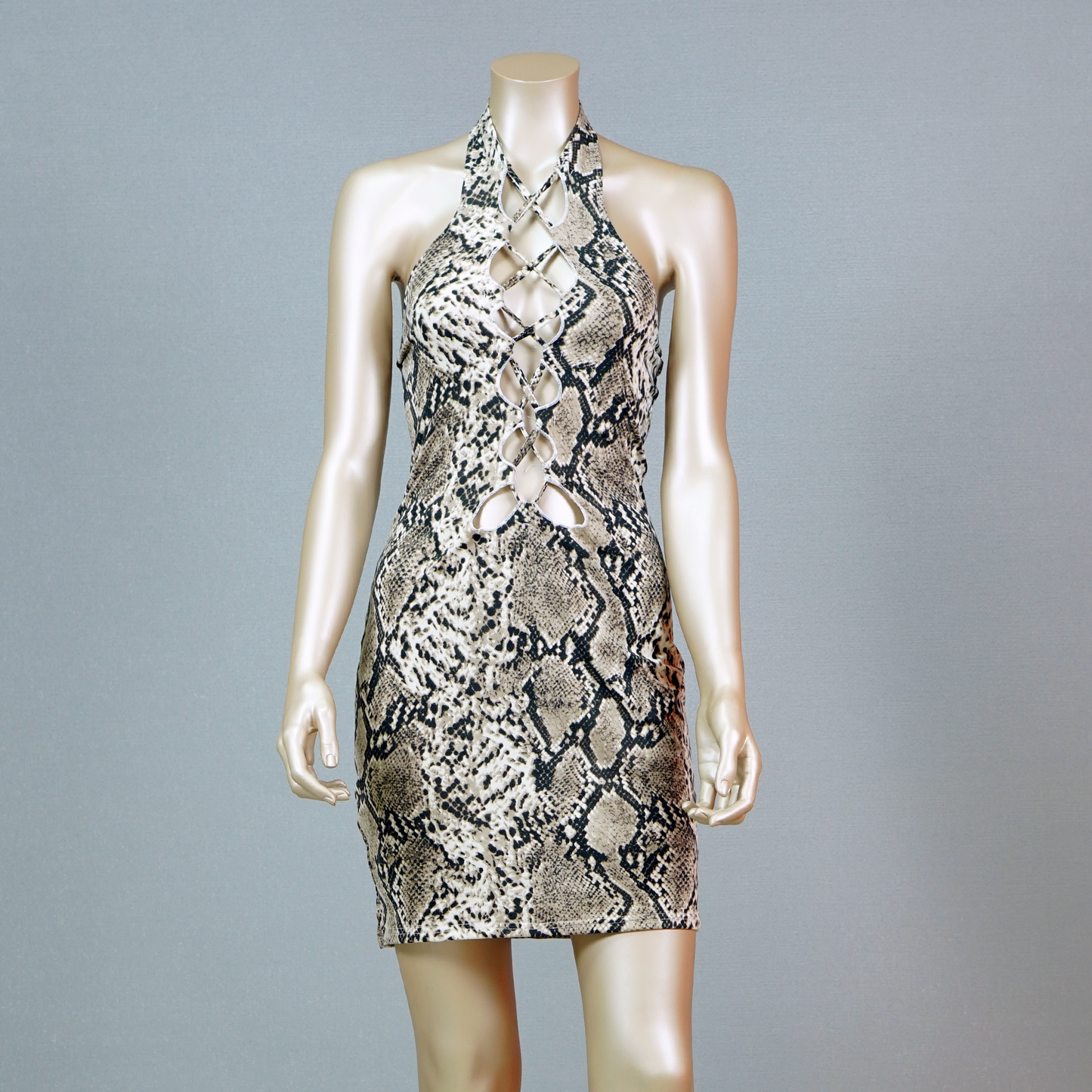 Snakeskin Print Sexy Halter Nightdress