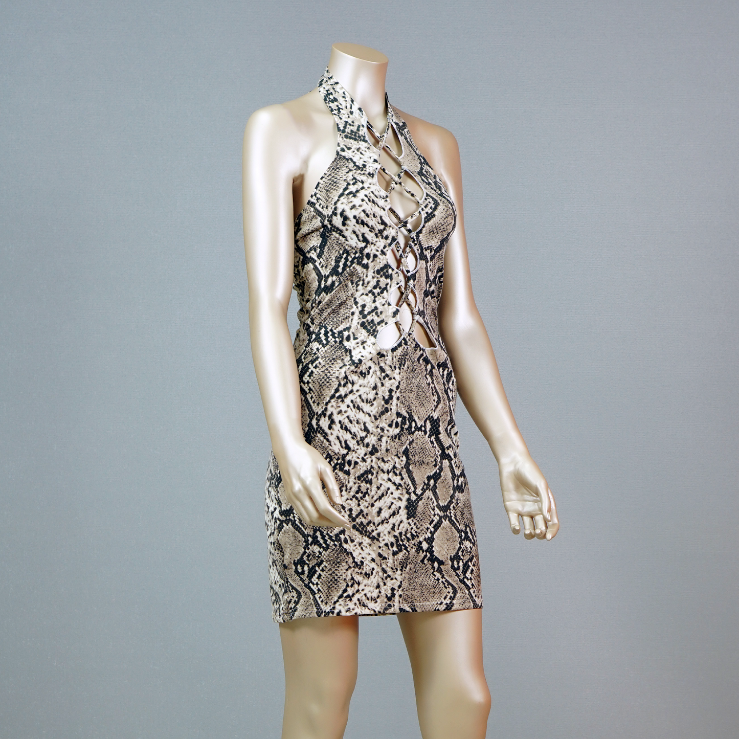 Snakeskin Print Sexy Halter Nightdress