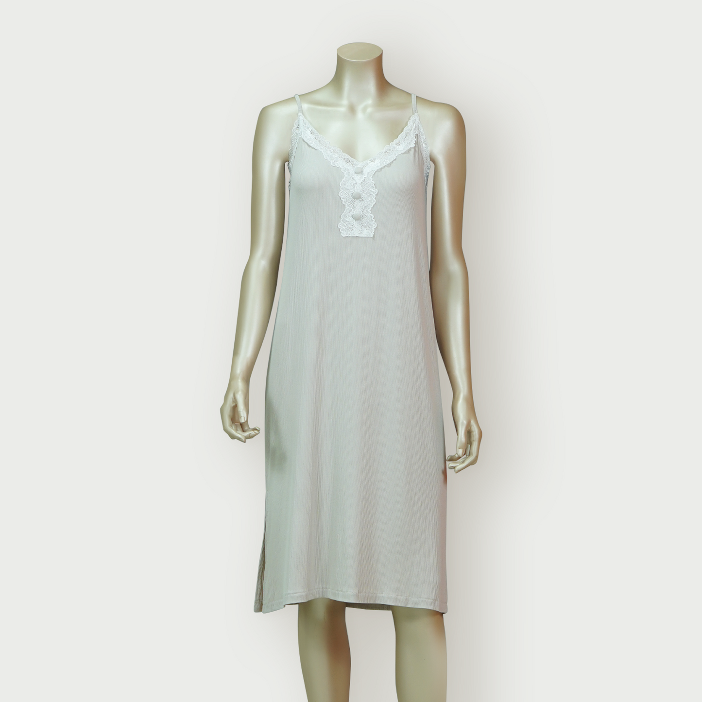 Lace Front Nightdress with Side Slit