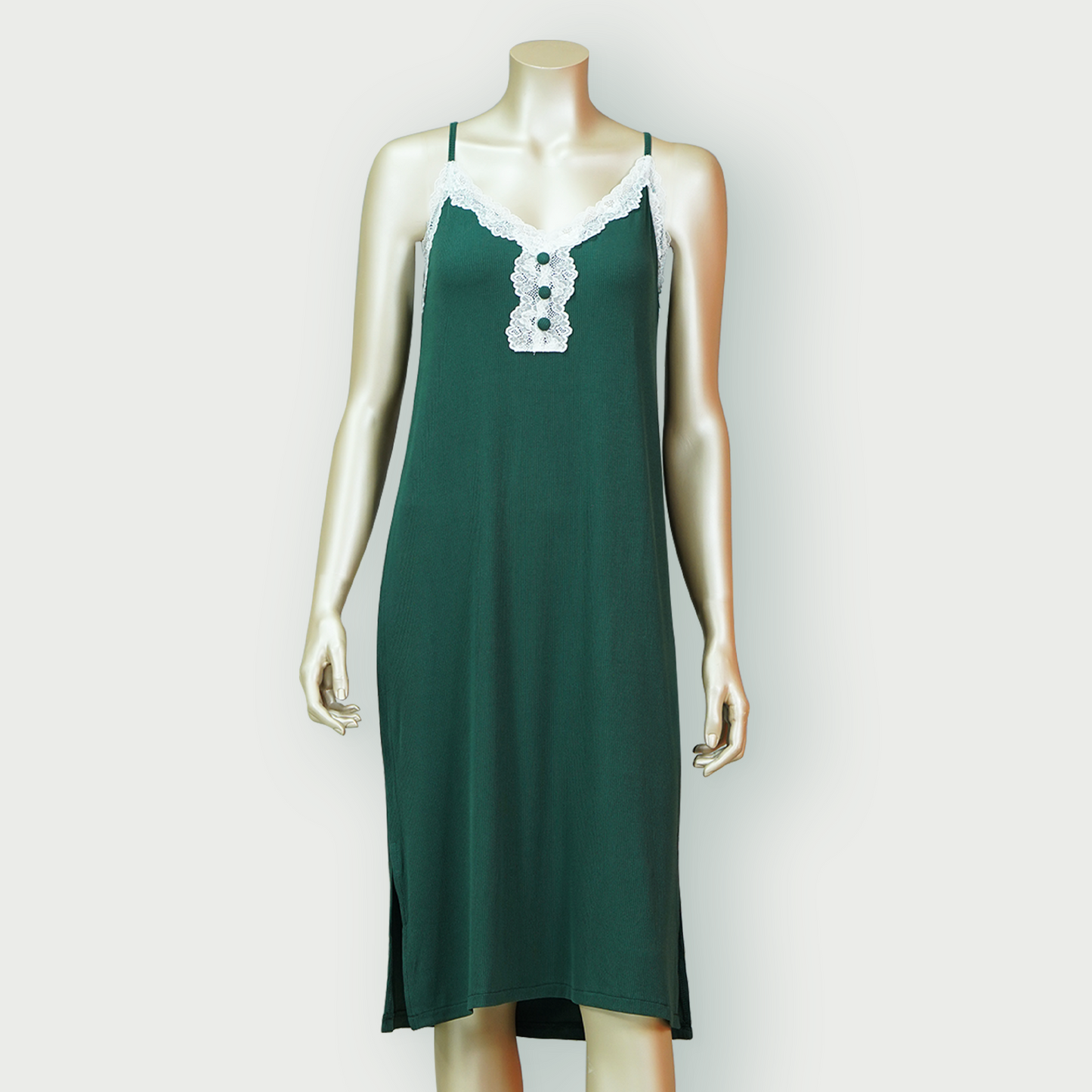 Lace Front Nightdress with Side Slit
