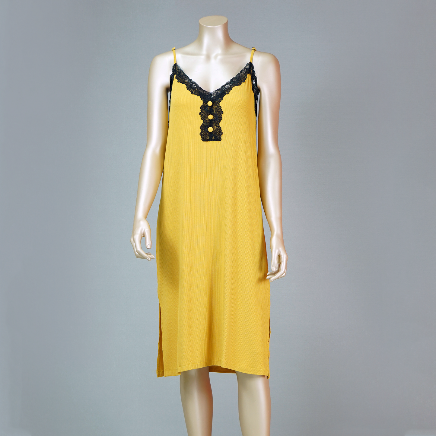 Lace Front Nightdress with Side Slit
