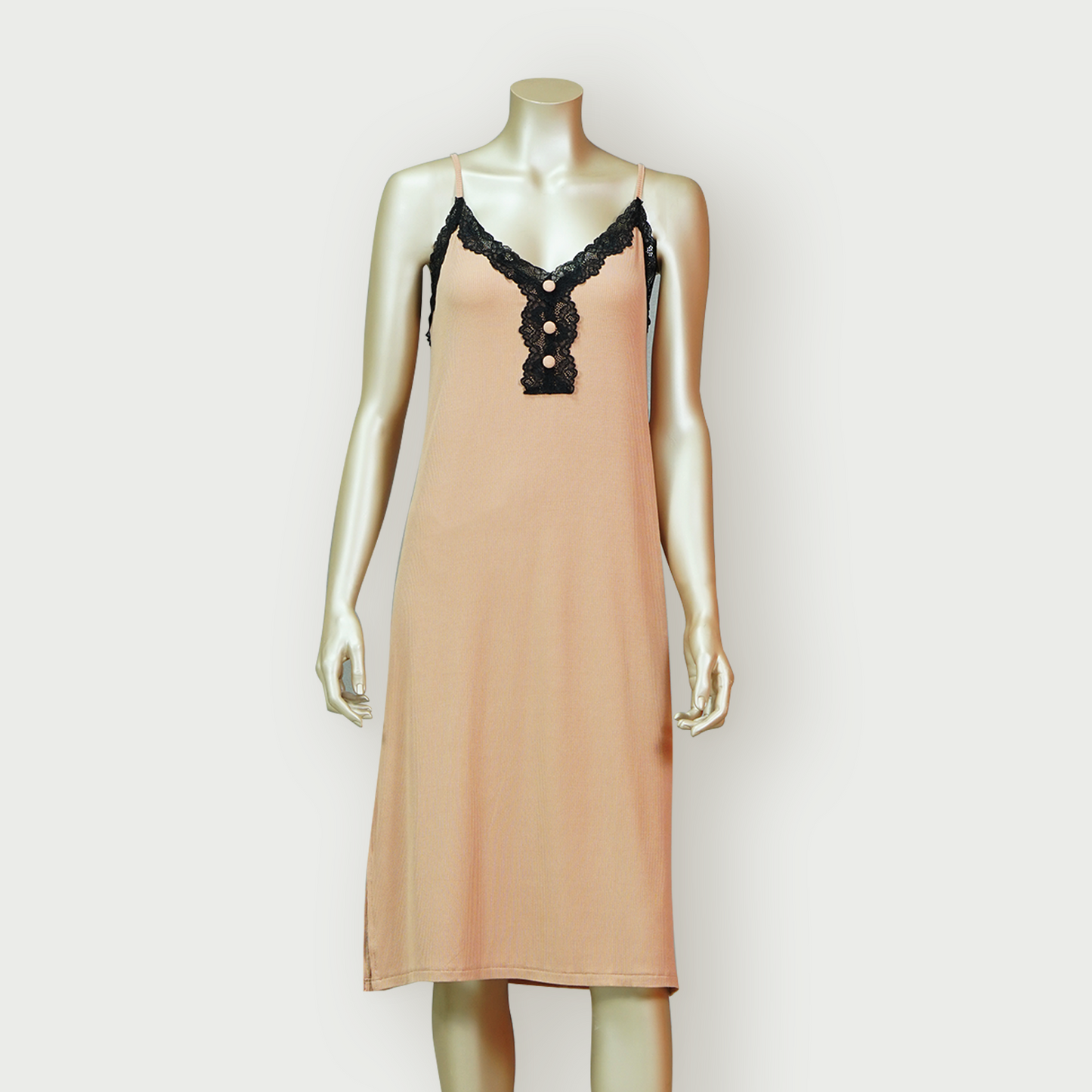Lace Front Nightdress with Side Slit