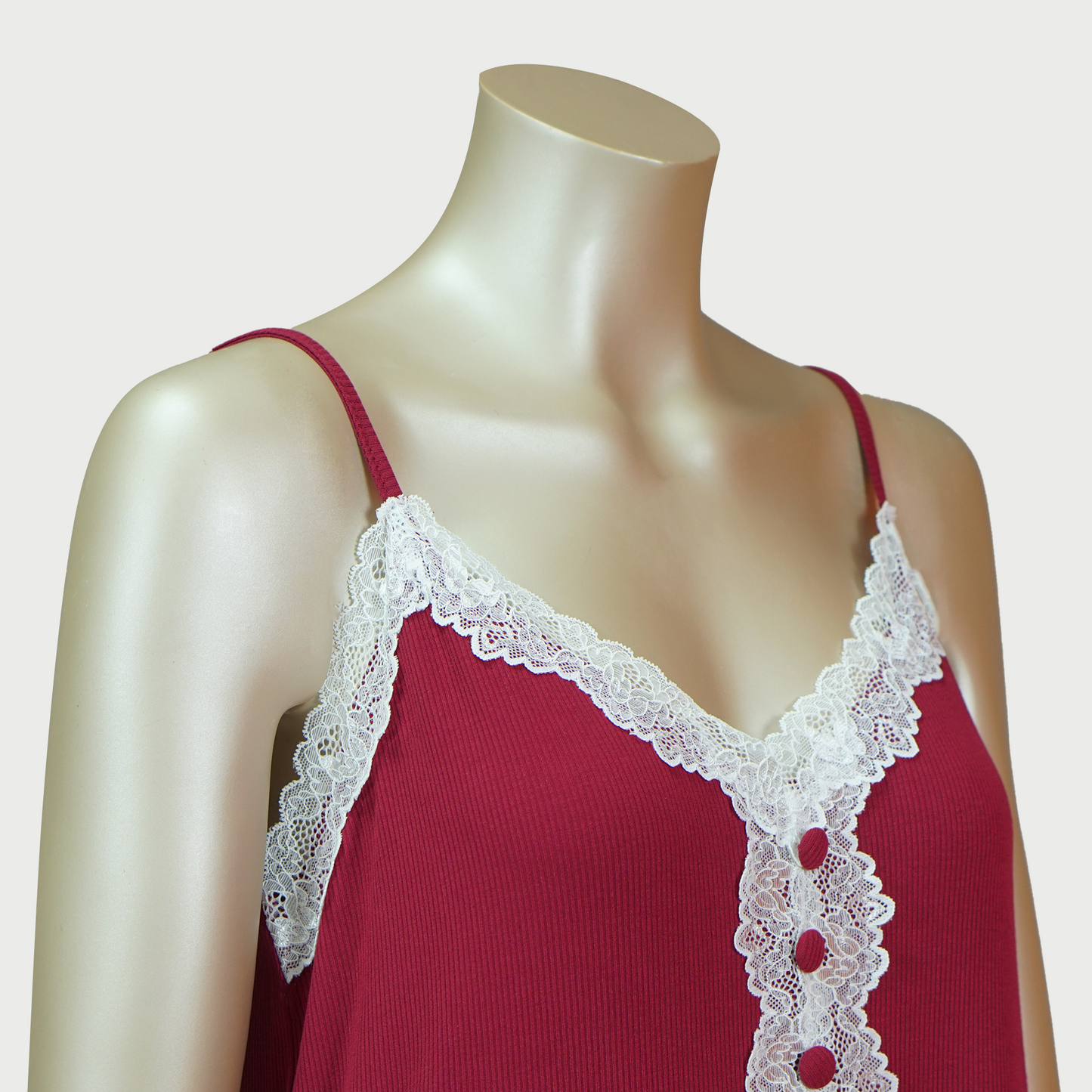 Lace Front Nightdress with Side Slit
