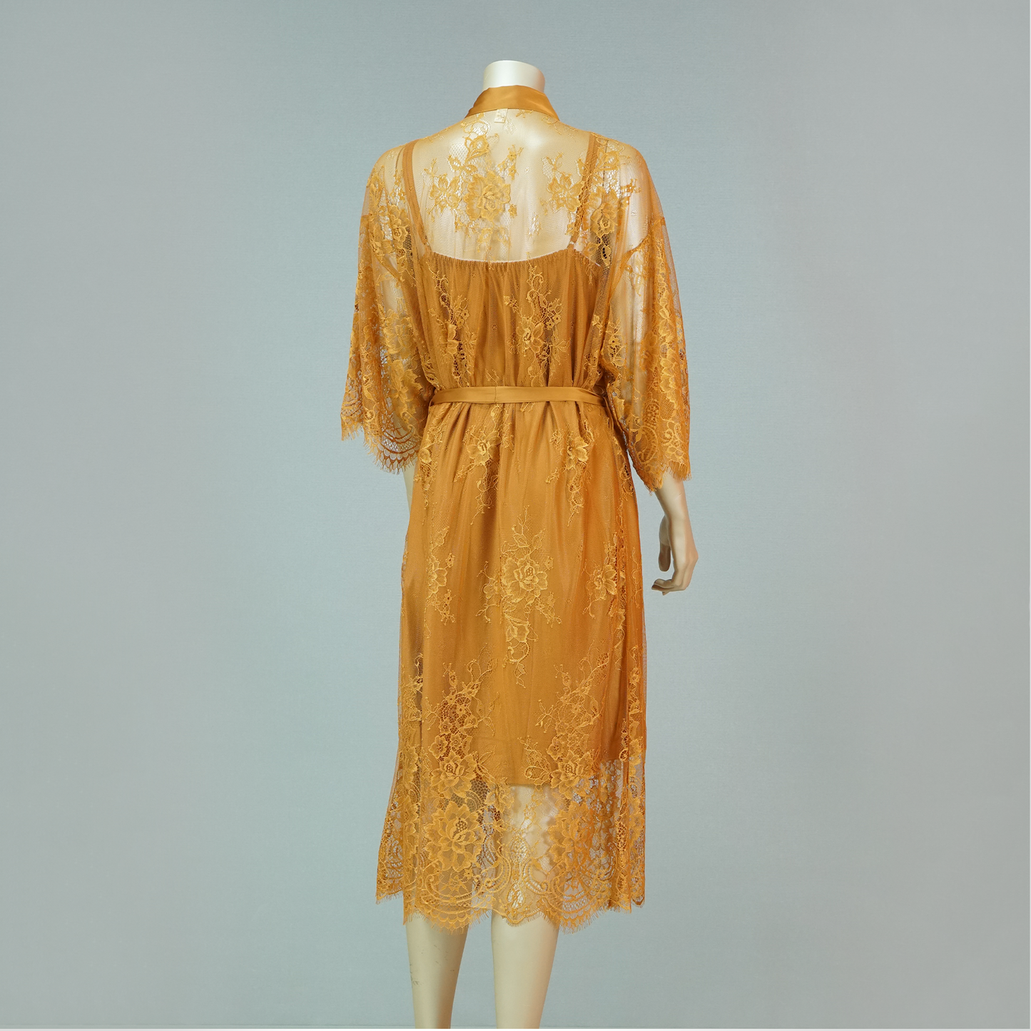 Satin Slip-on Long Nightdress with Belted Robe