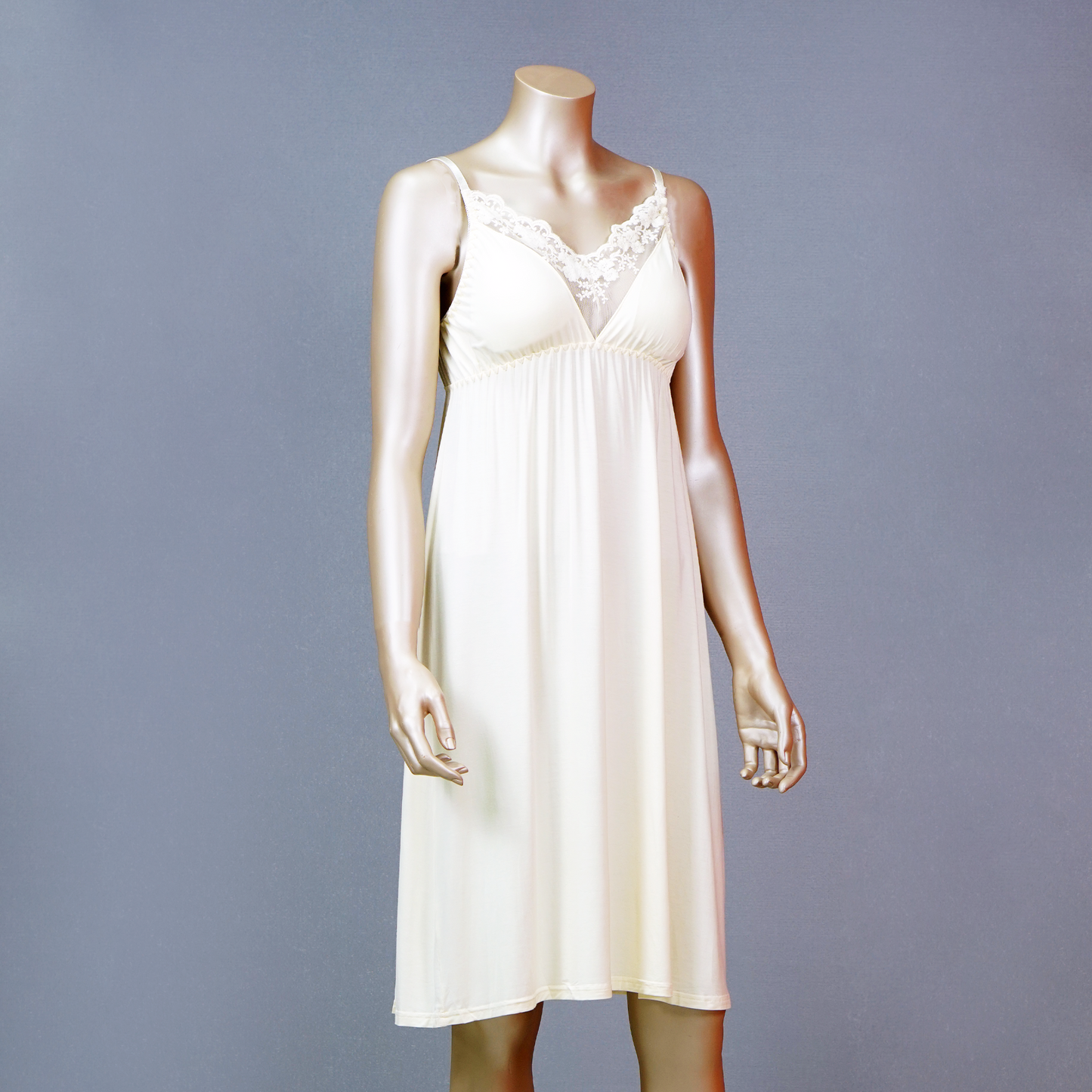 Front Lace Cami Nightdress with Mesh Belted Robe