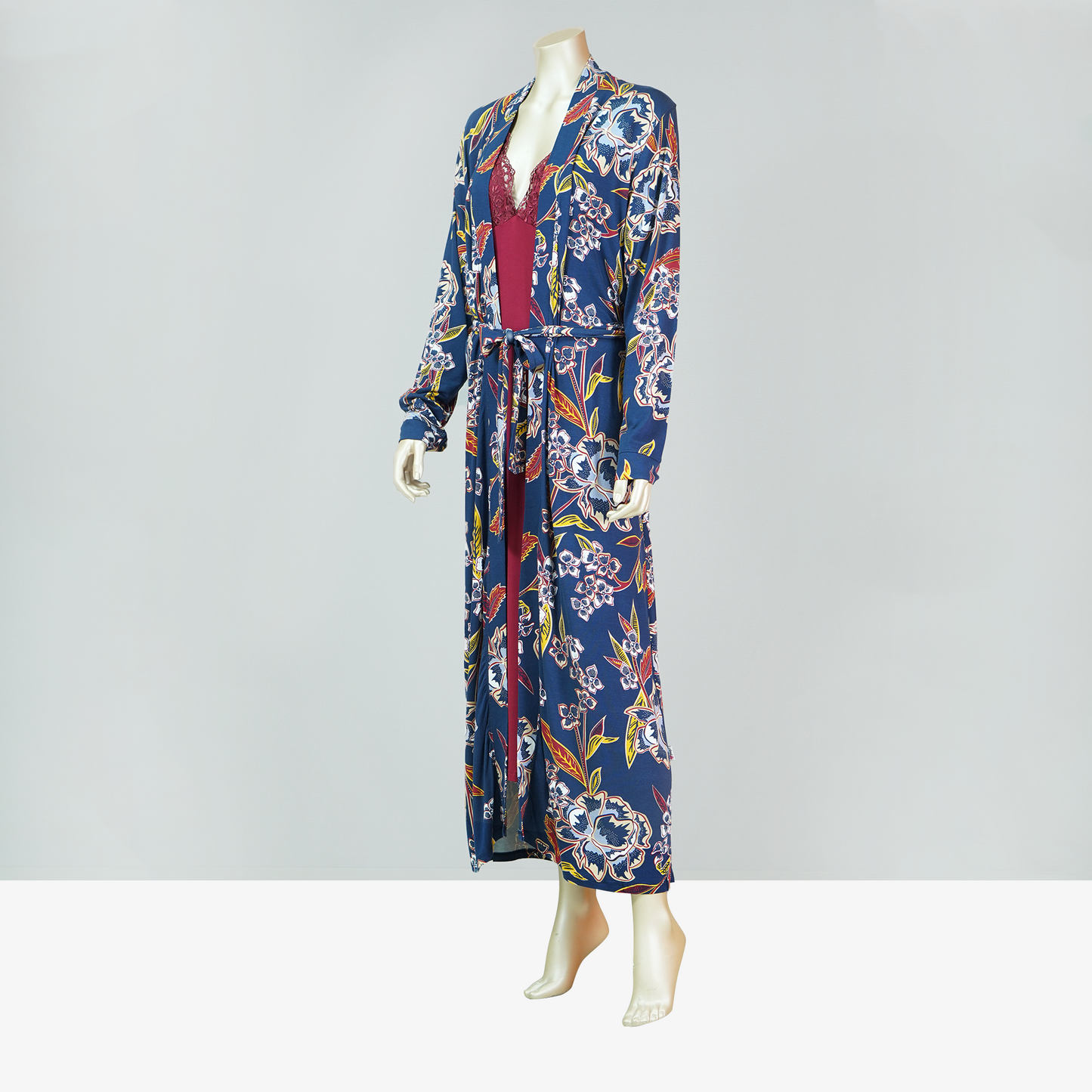 Cami Top & Floral Pants With Floral Robe