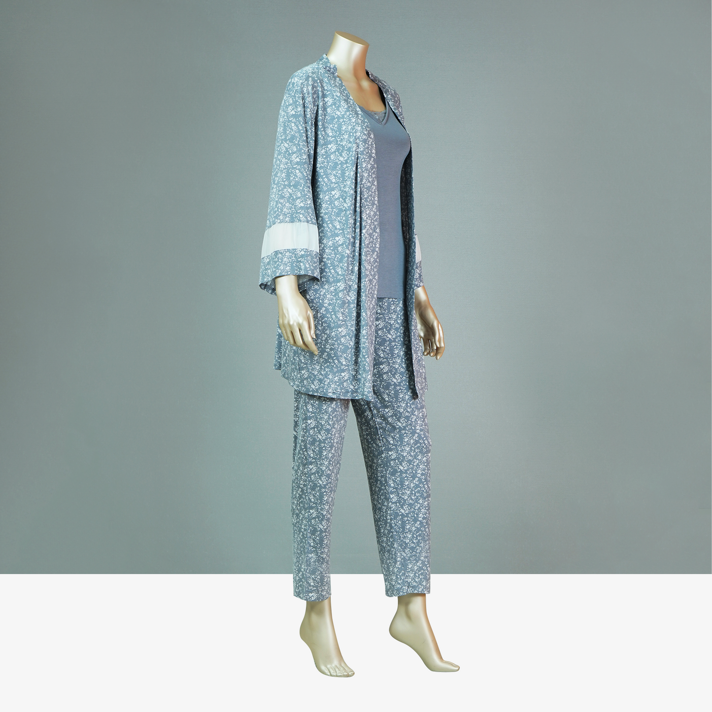 Cami Top & Floral Pants With Floral Robe