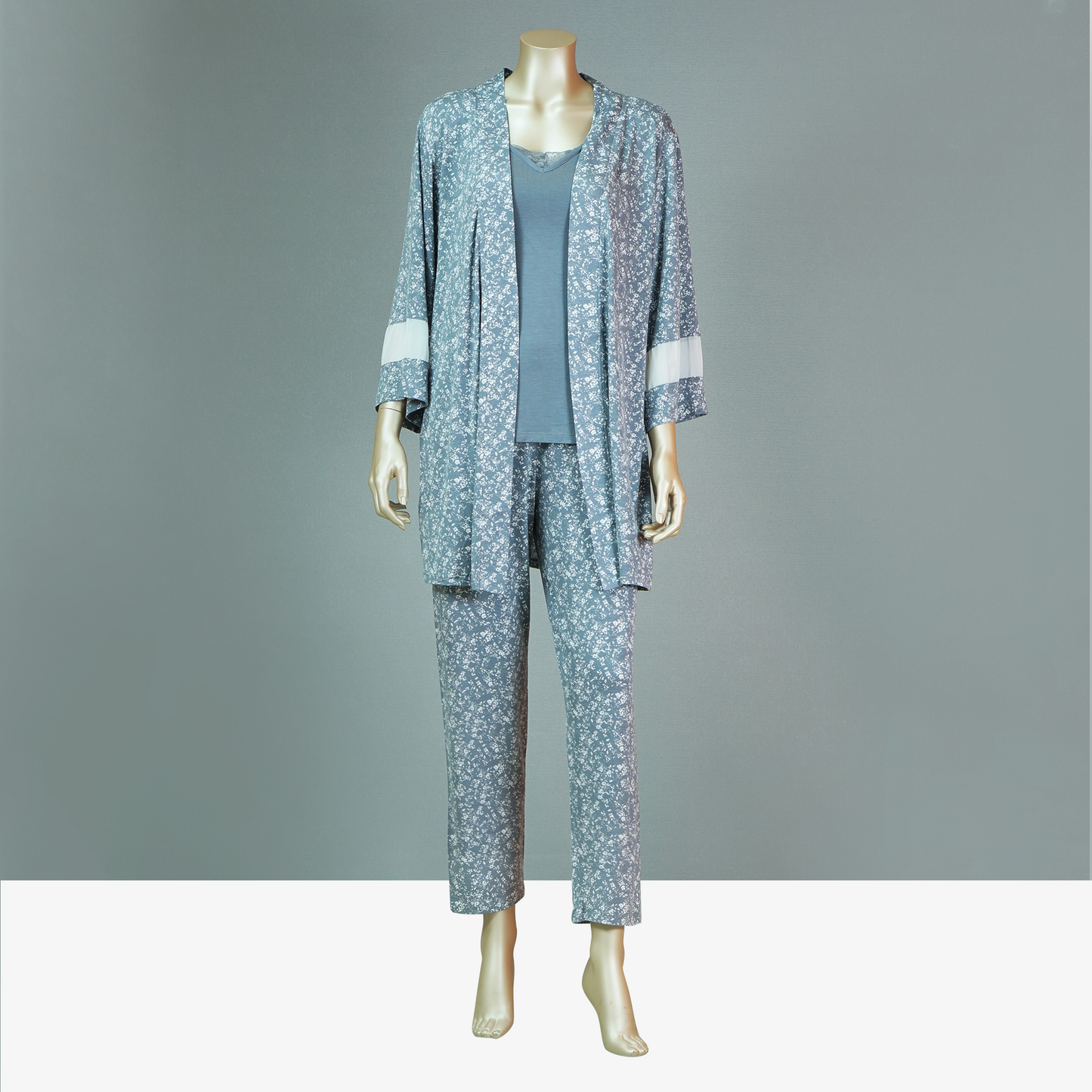 Cami Top & Floral Pants With Floral Robe
